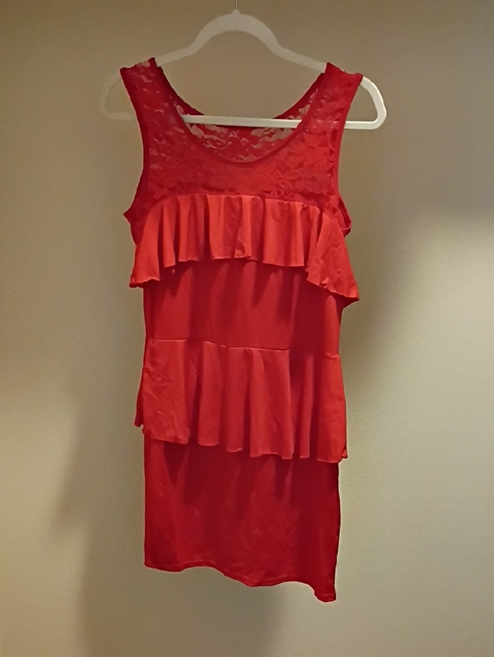 Red Ruffle Sleeveless Dress